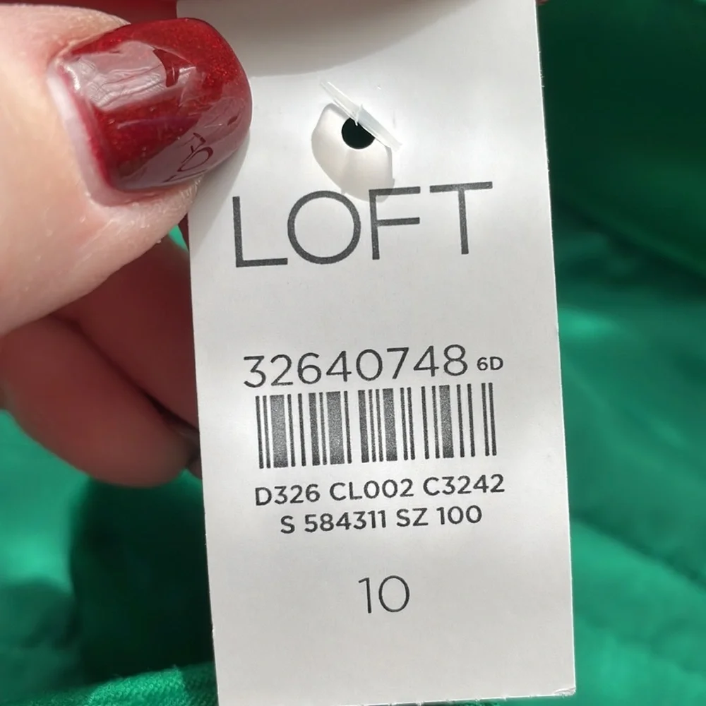 Loft sz 10 green ankle pants tie waist new with tags WP187_8